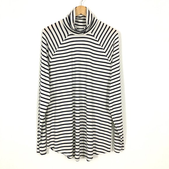 NEW! OLD NAVY Ivory Navy Stripe Raglan Lightweight Jersey Turtleneck - XXL Tall - Picture 2 of 5